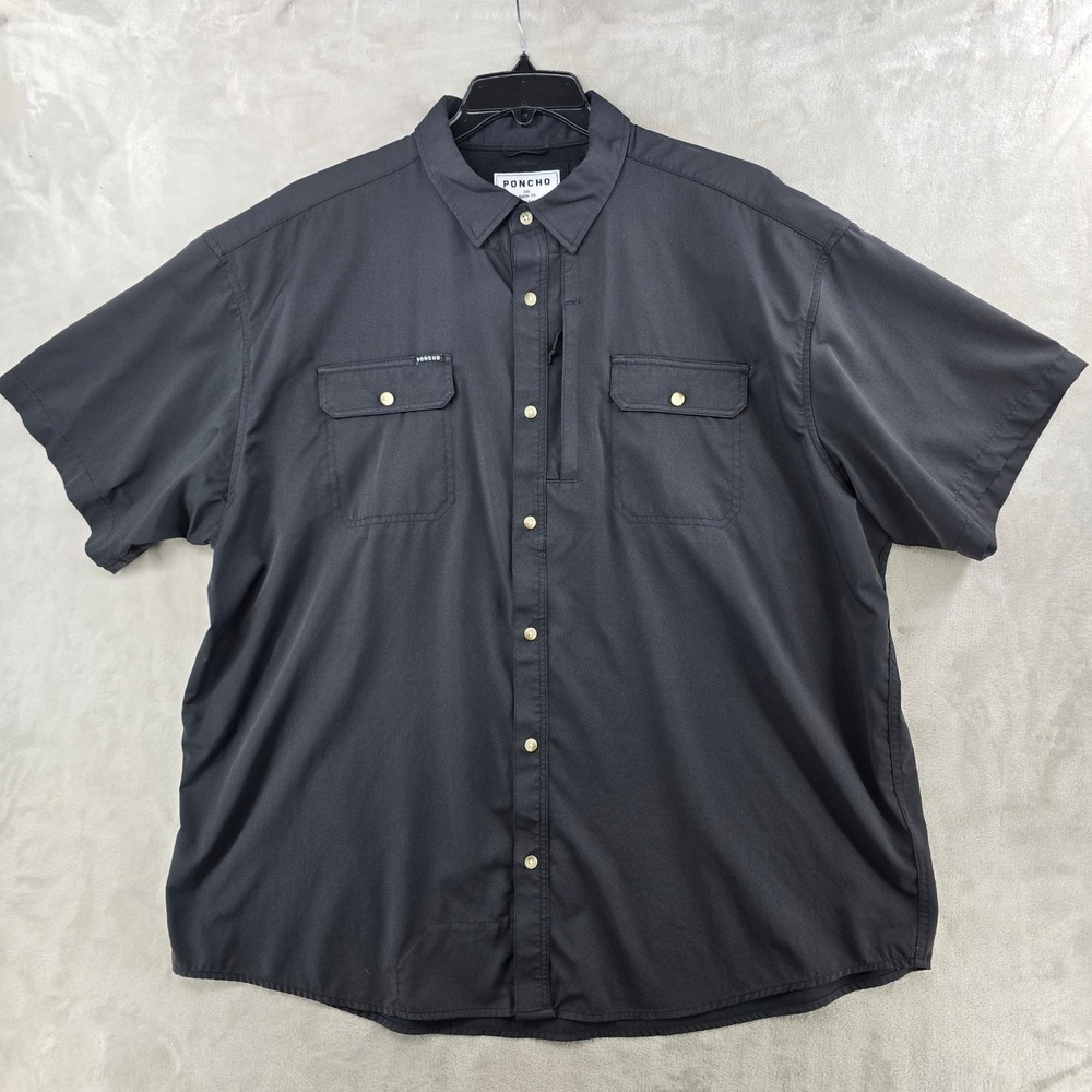 Poncho Outdoors Fishing Shirt Mens XXL Black Short Sleeve Magnetic Pockets